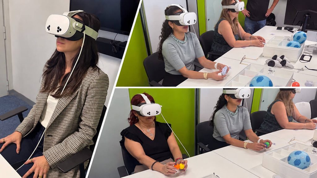 Médicos viviendo una experiencia 4D con gafas y estímulos sensoriales